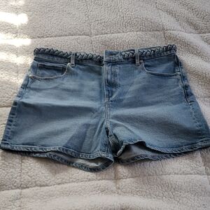 LOFT NWOT Light Blue Denim Shorts with Braided Waist